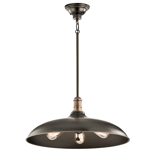 Kichler Cobson 20in 3-Light Pendant | Industrial Olde Bronze Steel | Kitchen Island & Dining Room | 20 x 20 x 48 in | Model 42649OZ