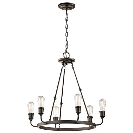 Kichler Lucien 25in 6-Light Chandelier | Transitional Olde Bronze Steel | Dining Room & Foyer | 25 x 29 in | Model 42708OZ
