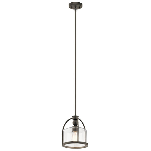 Kichler Mini 10in 1-Light Pendant | Olde Bronze and Clear Glass | Kitchen Island & Dining Room | 10 x 10 x 11 in | Model 42798OZ