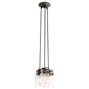 Kichler Brinley 8in 3-Light Pendant | Rustic Olde Bronze and Clear Glass | Kitchen Island & Dining Room | 8.5 x 7.75 in | Model 42869OZ