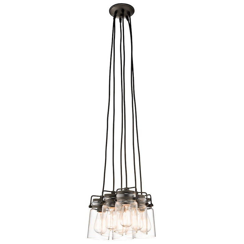 Kichler Brinley 12in 6-Light Pendant | Olde Bronze Clear Glass | Kitchen Island & Dining Room | 12 x 8 in | Model 42877OZ