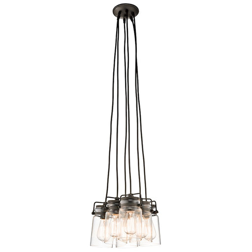 Kichler Brinley 12in 6-Light Pendant | Olde Bronze Clear Glass | Kitchen Island & Dining Room | 12 x 8 in | Model 42877OZ