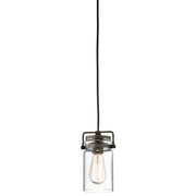 Kichler Brinley 1-Light Mini Pendant | Rustic Olde Bronze and Clear Glass | Kitchen Island & Dining Nook | Model 42878OZ