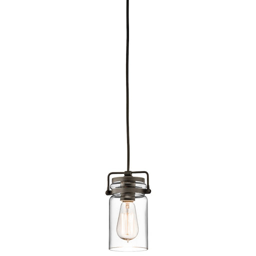 Kichler Brinley 1-Light Mini Pendant | Rustic Olde Bronze and Clear Glass | Kitchen Island & Dining Nook | Model 42878OZ