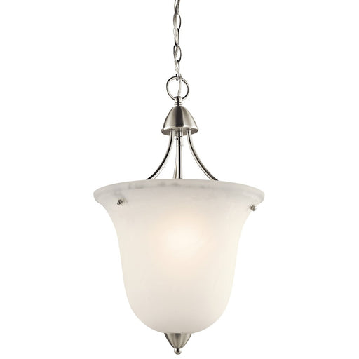 Kichler Nicholson 13in 1-Light Foyer Pendant | Transitional Brushed Nickel and Satin Etched Glass | Entryway & Hallway | 13 x 21 in | Model 42882NI