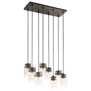 Kichler Brinley 25in 8-Light Linear Chandelier | Rustic Olde Bronze and Clear Glass | Kitchen Island & Dining Room | Model 42890OZ