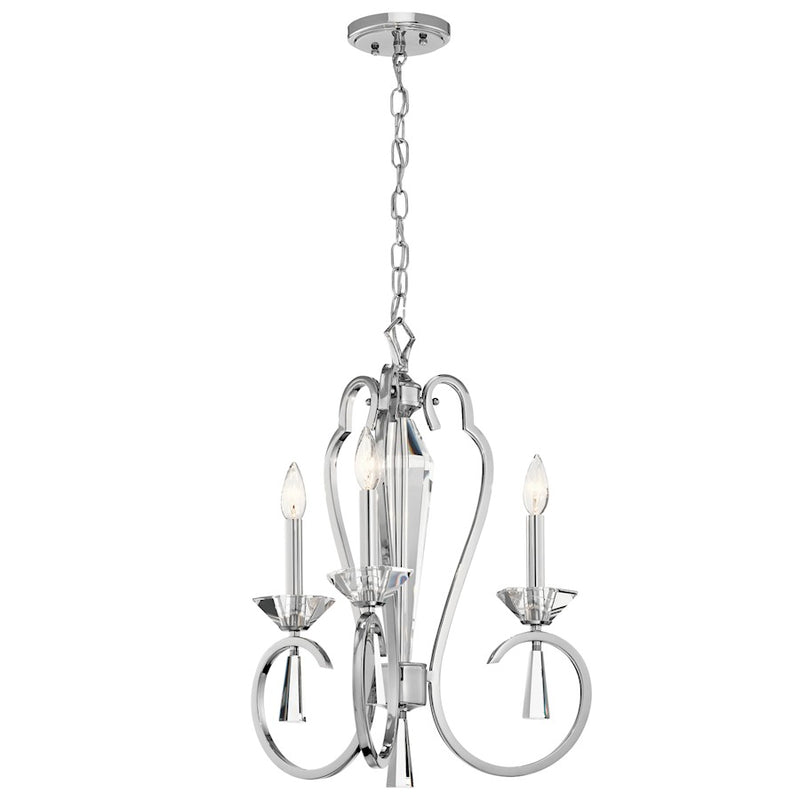 Kichler Optic Ice 18.5in 3-Light Chandelier | Chrome Steel and Optical Crystal | Dining Room & Foyer | 18.5 x 21.5 in, 72in Chain | Model 42893CH