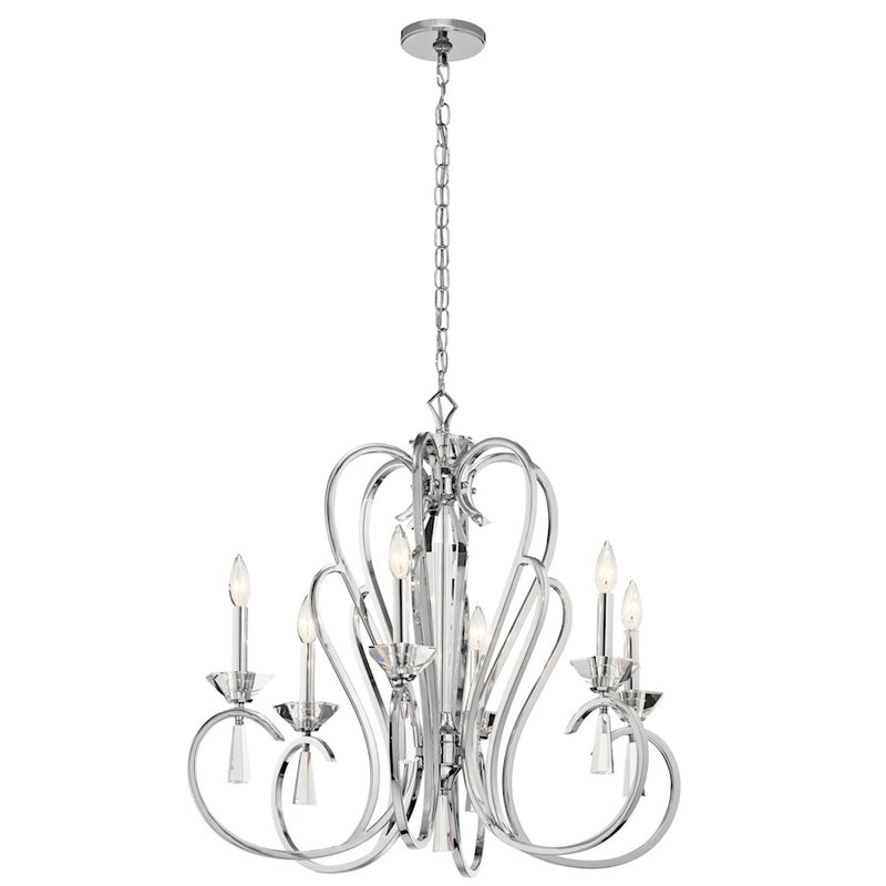 Kichler Optic Ice 29in 6-Light Chandelier | Chrome and Optical Crystal | Dining Room & Foyer | 29 x 27 in | Model 42894CH