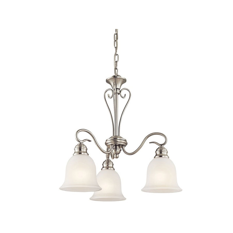 Kichler Tanglewood 20in 3-Light Chandelier | Classic Brushed Nickel and Frosted Glass | Dining Room & Living Room | 20 x 20 x 19 in | Model 42905NIL18