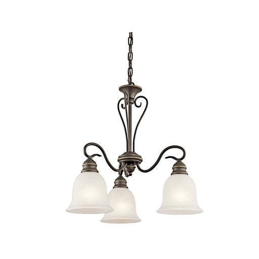 Kichler Tanglewood 20in 3-Light Chandelier | Olde Bronze and Frosted Glass | Dining Room | 20 x 19 in | Model 42905OZL18