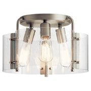 Kichler 14in 3-Light Semi-Flush Mount | Industrial Brushed Nickel Steel | Entryway & Hallway | 14 x 14 x 8.5 in | Model 42954NI