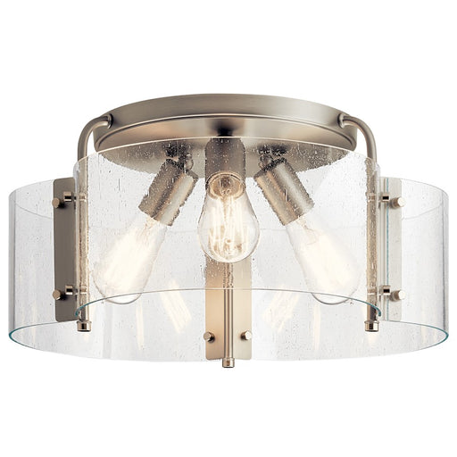 Kichler 18in 4-Light Semi-Flush Mount | Vintage Industrial Brushed Nickel Steel | Hallway & Bedroom Ceiling Light | 18 x 18 x 8.5 in | Model 42955NI