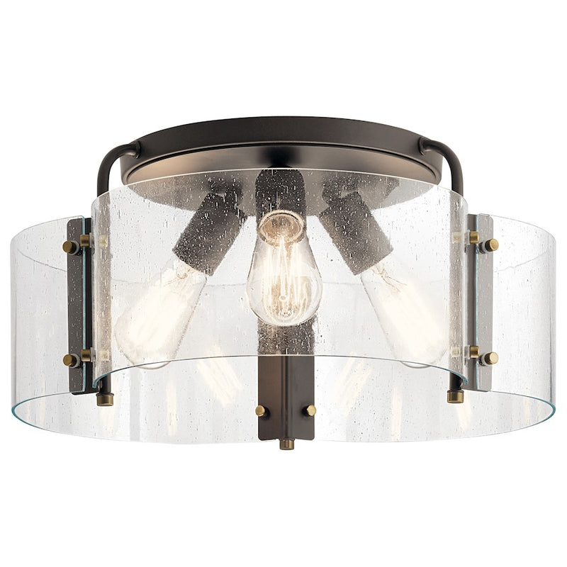Kichler 42955OZ 4-Light Semi-Flush Mount | Vintage Industrial Olde Bronze Steel | Living Room & Hallway | 18 x 18 x 8.5 in | Model 42955OZ