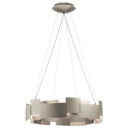 Kichler Moderne 26in 2-Light LED Chandelier | Contemporary Satin Nickel and Polycarbonate | Kitchen Island & Dining Room | Model 42992SNLED