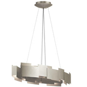 Kichler Moderne 34in Oval LED Chandelier | Contemporary Satin Nickel Steel and Polycarbonate | Kitchen Island & Dining Room | Model 42993SNLED