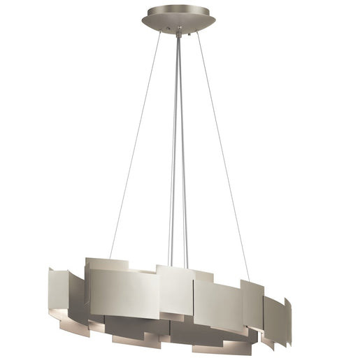 Kichler Moderne 34in Oval LED Chandelier | Contemporary Satin Nickel Steel and Polycarbonate | Kitchen Island & Dining Room | Model 42993SNLED