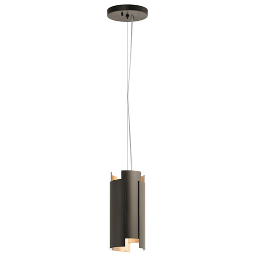 Kichler Moderne 12in 1-Light Mini Pendant | Contemporary Olde Bronze Steel and LED | Kitchen Island & Dining Room | 5.5 x 12 in | Model 42995OZLED