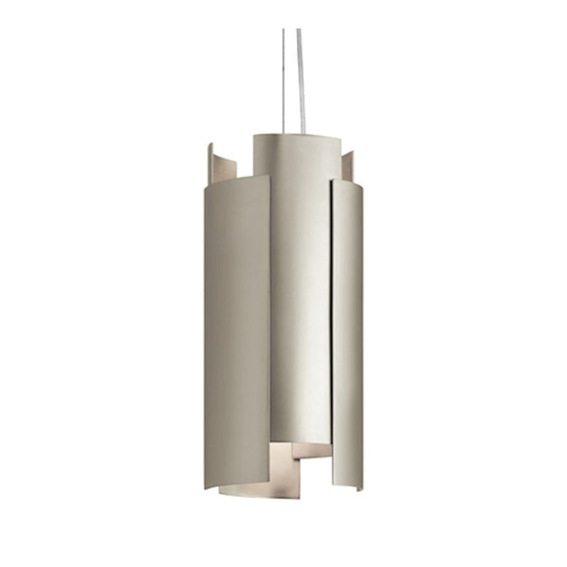Kichler Moderne 6in 1-Light Mini Pendant | Contemporary Satin Nickel Steel with LED | Kitchen Island & Dining Room | 6 x 12 in | Model 42995SNLED