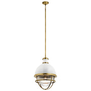Kichler 1-Light Foyer Pendant | Vintage Industrial Natural Brass Steel | Entryway & Hallway | 16 x 16 x 24 in | Model 43012NBR