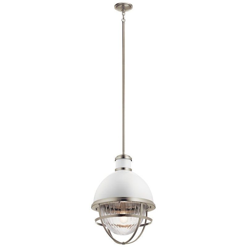Kichler 16in 1-Light Pendant | Vintage Industrial Brushed Nickel Steel | Foyer & Entryway | 16 x 16 x 24 in | Model 43012NI