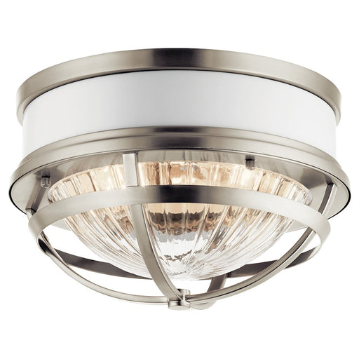 Kichler 12in 2-Light Flush Mount | Industrial Brushed Nickel Steel | Hallway & Bedroom Ceiling Light | 12 x 12 x 8 in | Model 43013NI