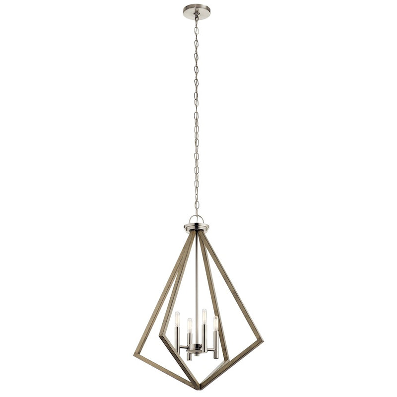 Kichler 24in 4-Light Chandelier | Lodge Steel Distressed Antique Gray | Dining Room & Living Room | 24 x 24 x 30 in | Model 43034DAG