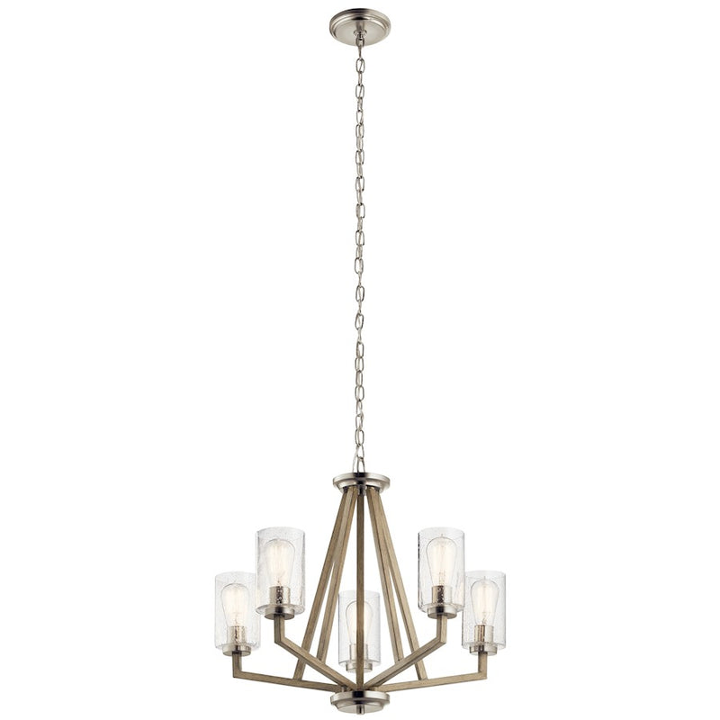 Kichler 24in 5-Light Chandelier | Rustic Distressed Antique Gray Steel | Dining Room & Living Room | 24 x 24 x 21 in | Model 43035DAG
