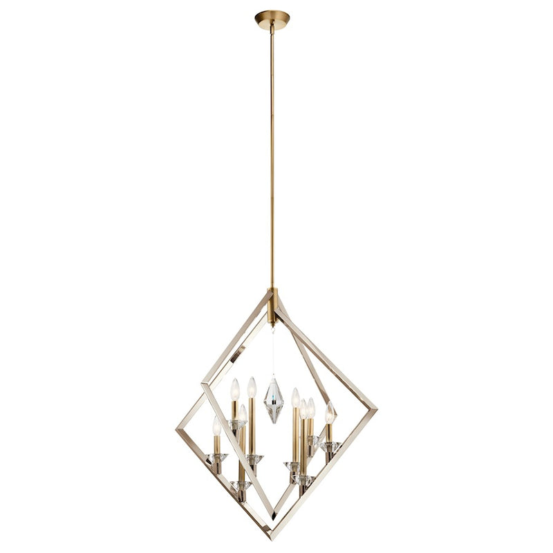 Kichler Layan 32in 8-Light Chandelier | Glamorous Polished Nickel and Crystal | Foyer & Dining Room | 32 x 35 in | Model 43052PN
