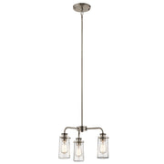 Kichler Braelyn 18in 3-Light Chandelier/Semi-Flush | Vintage Industrial Classic Pewter and Clear Seeded Glass | Dining Room & Living | Model 43057CLP