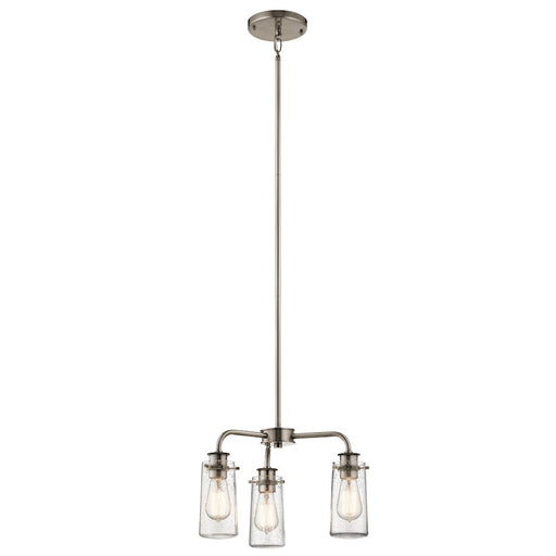 Kichler Braelyn 18in 3-Light Chandelier/Semi-Flush | Vintage Industrial Classic Pewter and Clear Seeded Glass | Dining Room & Living | Model 43057CLP