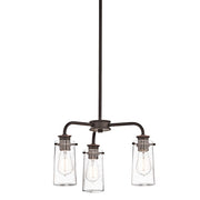 Kichler Braelyn 18in 3-Light Chandelier/Semi-Flush | Rustic Olde Bronze and Clear Seeded Glass | Dining Room & Entryway | 18 x 12 in | Model 43057OZ