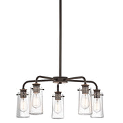 Kichler Braelyn 25in 5-Light Chandelier | Rustic Olde Bronze and Clear Seeded Glass | Dining Room & Kitchen Island | 25 x 11.25 in | Model 43058OZ