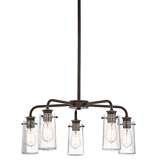Kichler Braelyn 25in 5-Light Chandelier | Rustic Olde Bronze and Clear Seeded Glass | Dining Room & Kitchen Island | 25 x 11.25 in | Model 43058OZ