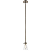 Kichler Braelyn Mini 4in 1-Light Pendant | Industrial Classic Pewter and Clear Seeded Glass | Kitchen Island & Dining Room | Model 43060CLP