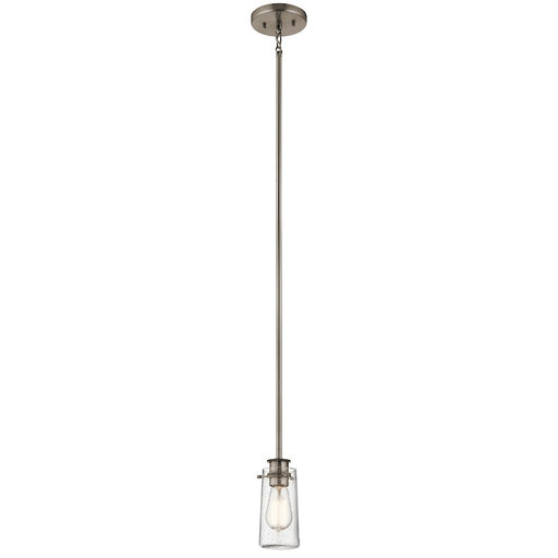 Kichler Braelyn Mini 4in 1-Light Pendant | Industrial Classic Pewter and Clear Seeded Glass | Kitchen Island & Dining Room | Model 43060CLP