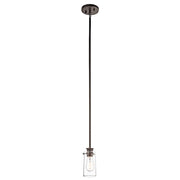 Kichler Braelyn 4in 1-Light Mini Pendant | Rustic Olde Bronze and Clear Seeded Glass | Kitchen Island & Dining Room | 8.5 in H | Model 43060OZ