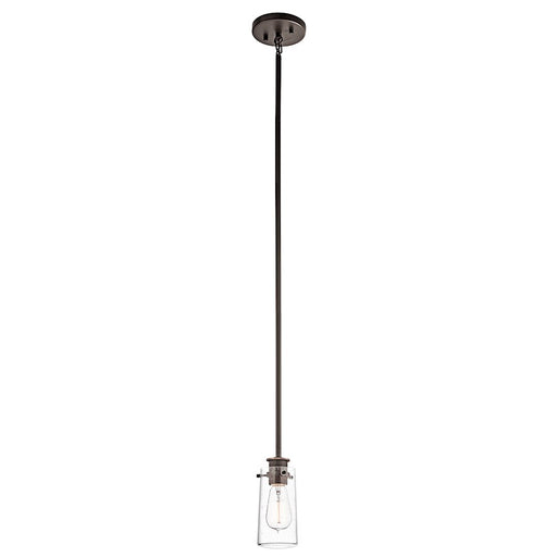 Kichler Braelyn 4in 1-Light Mini Pendant | Rustic Olde Bronze and Clear Seeded Glass | Kitchen Island & Dining Room | 8.5 in H | Model 43060OZ