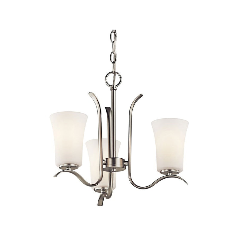 Kichler Armida 18in 3-Light LED Mini Chandelier | Contemporary Brushed Nickel | Dining Room & Kitchen Island | 18 x 14 in | Model 43073NIL18
