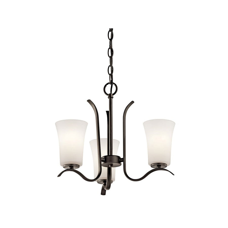 Kichler Armida 18in 3-Light Mini Chandelier | Contemporary Olde Bronze Steel | Dining Room & Kitchen Island | 18 x 14 in | Model 43073OZL18