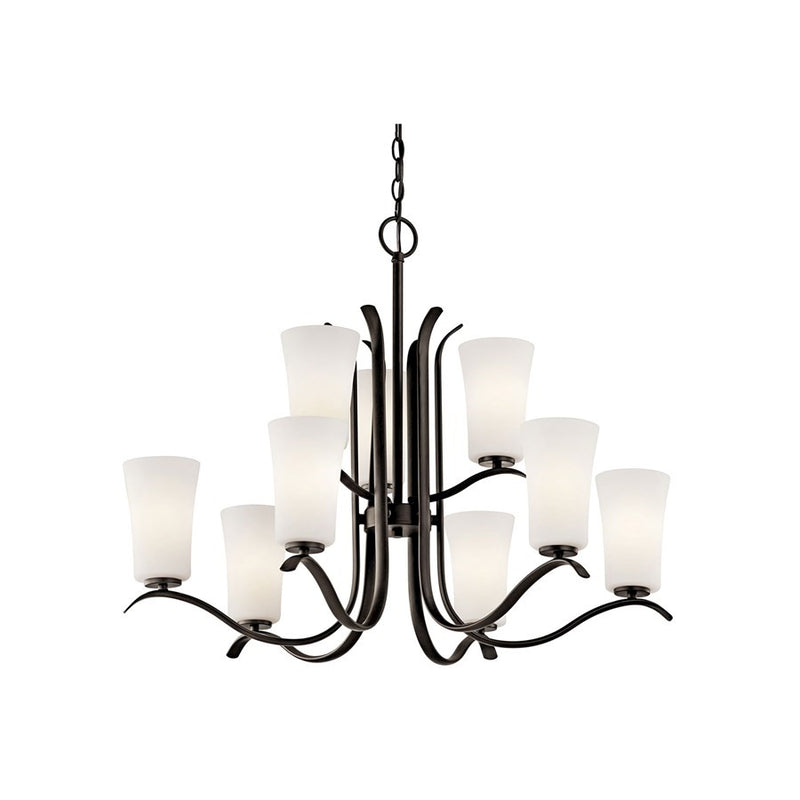 Kichler Armida 32in 9-Light Chandelier | Contemporary Olde Bronze Steel | Dining Room & Living Room | 32 x 26 in | Model 43075OZL18