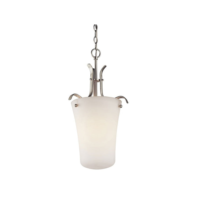 Kichler Armida 13in 1-Light LED Foyer Pendant | Contemporary Brushed Nickel Steel | Entryway & Stairwell | 13 x 24 in, Dimmable | Model 43076NIL18