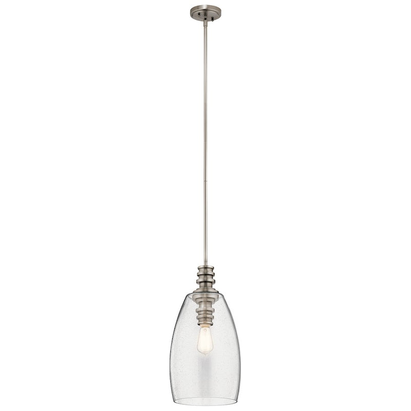 Kichler Lakum 10in 1-Light Pendant | Transitional Classic Pewter Steel | Kitchen Island & Dining Room | 10 x 20 in | Model 43090CLP