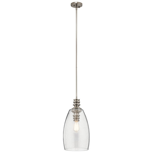 Kichler Lakum 10in 1-Light Pendant | Transitional Classic Pewter Steel | Kitchen Island & Dining Room | 10 x 20 in | Model 43090CLP