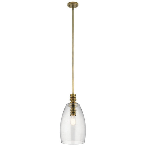 Kichler Lakum 1-Light Pendant | Transitional Natural Brass | Kitchen Island & Dining Room | 10 x 10 x 20 in | Model 43090NBR
