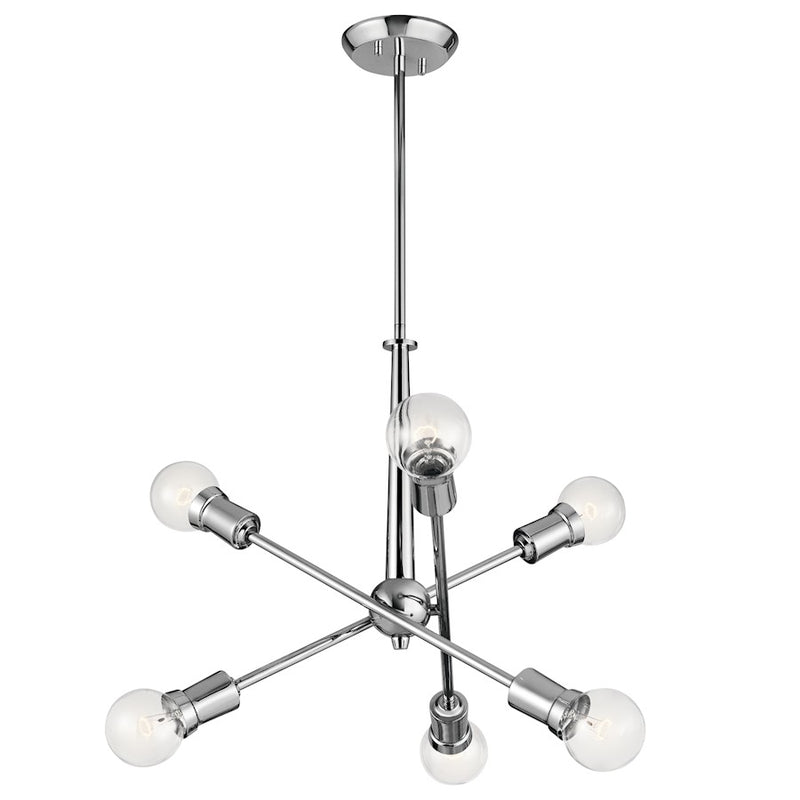 Kichler Armstrong 20in 6-Light Chandelier | Chrome Contemporary | Dining Room & Living Room | 20 x 20 x 27.75 in | Model 43095CH