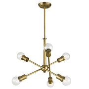 Kichler Armstrong 20in 6-Light Chandelier | Contemporary Natural Brass | Dining Room & Living Room | 20 x 20 x 27.75 in | Model 43095NBR
