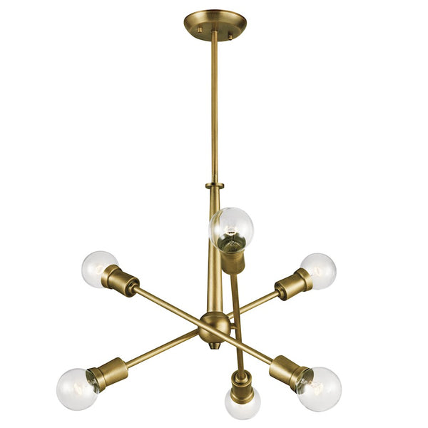 Kichler Armstrong 20in 6-Light Chandelier | Contemporary Natural Brass | Dining Room & Living Room | 20 x 20 x 27.75 in | Model 43095NBR