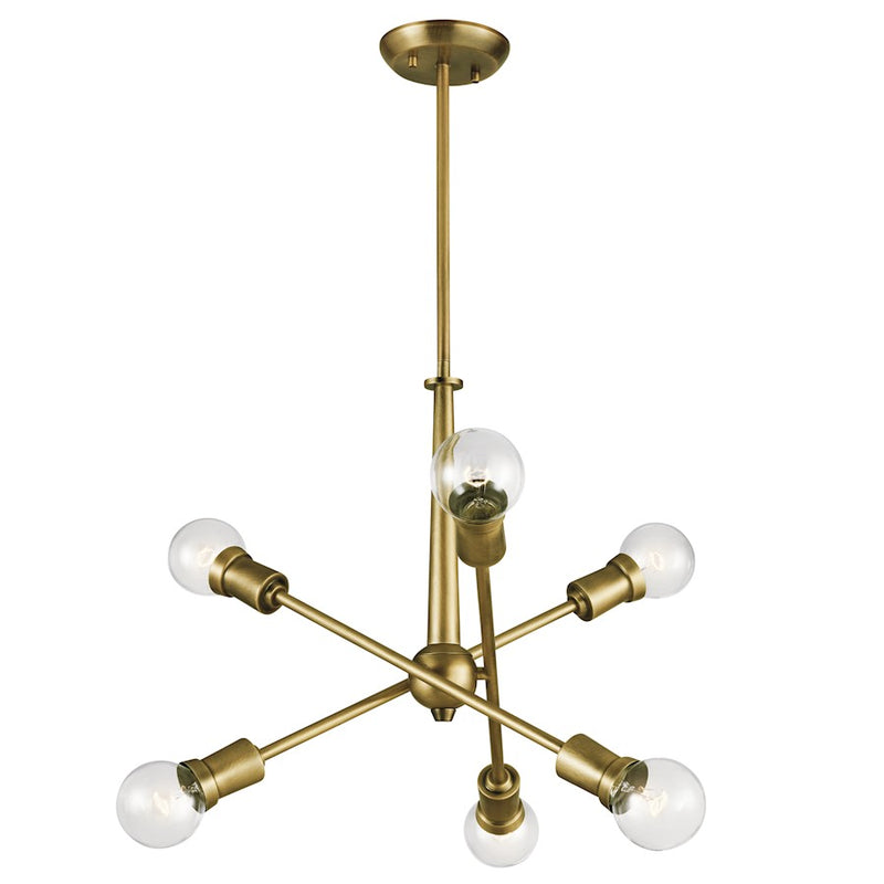 Kichler Armstrong 20in 6-Light Chandelier | Contemporary Natural Brass | Dining Room & Living Room | 20 x 20 x 27.75 in | Model 43095NBR