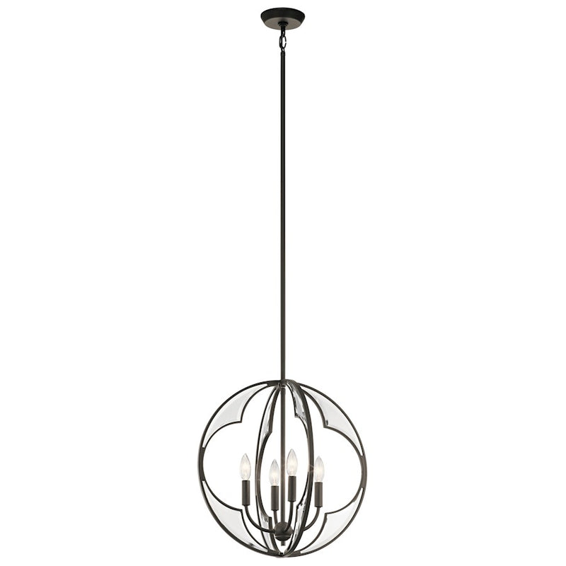 Kichler Montavello 19in 4-Light Chandelier | Transitional Olde Bronze and Clear Beveled Glass | Dining Room & Foyer | 19 x 19 x 20 in | Model 43096OZ