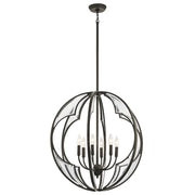 Kichler Montavello 26in 6-Light Chandelier | Transitional Olde Bronze and Clear Beveled Glass | Dining Room & Foyer | Model 43097OZ